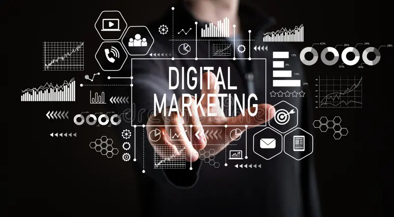 digital marketing businessman black background digital marketing businessman 119168750